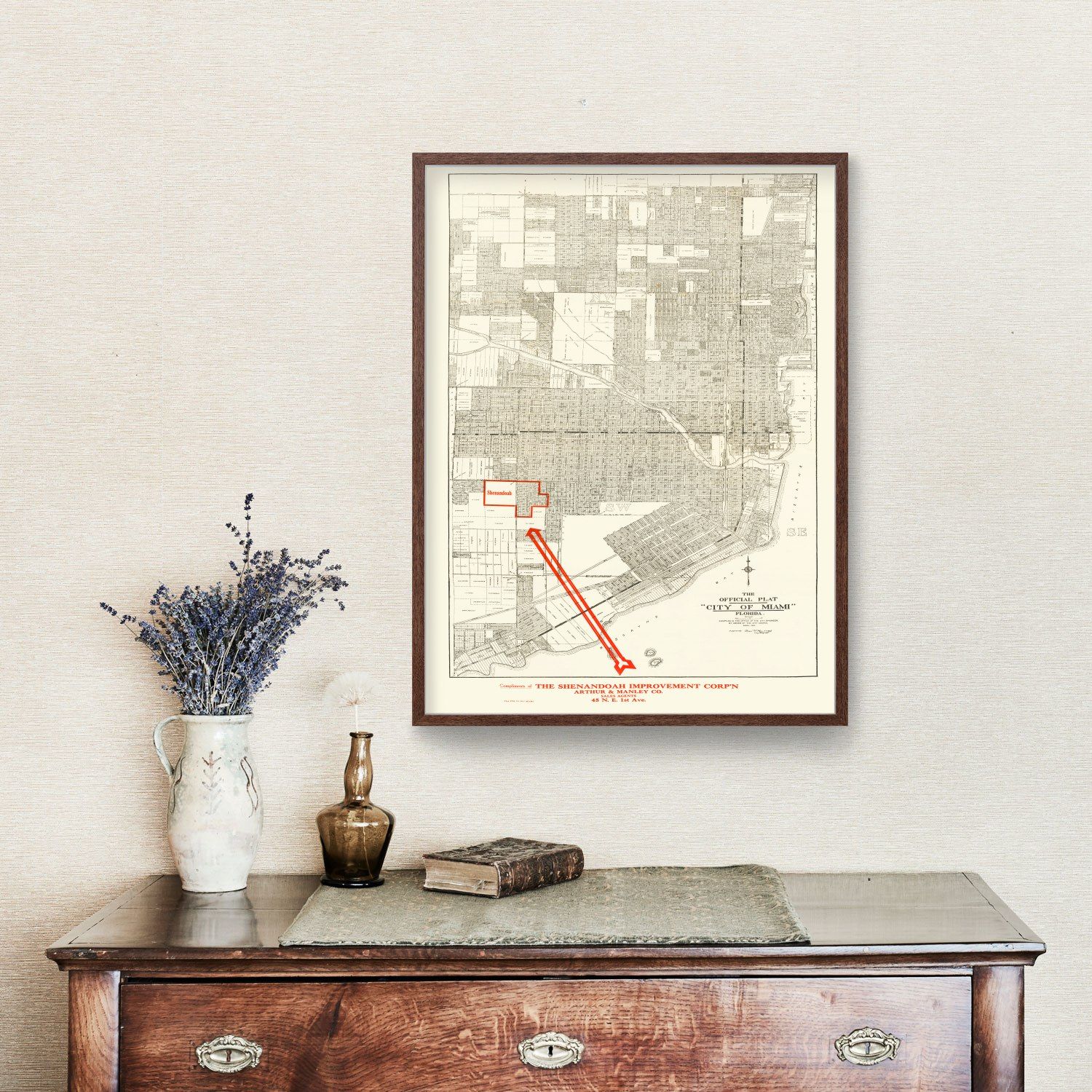 Vintage Map of Miami, Florida 1918