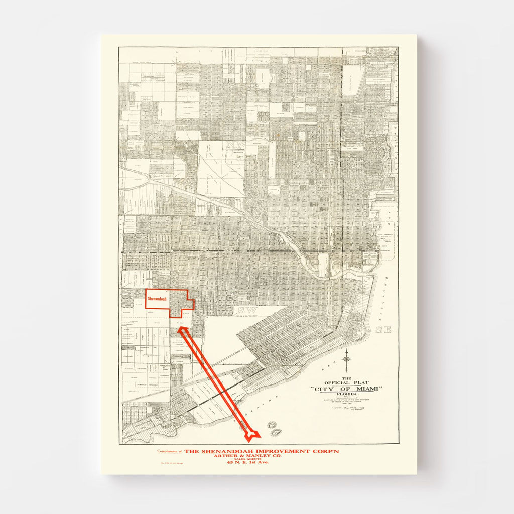 Vintage Map of Miami, Florida 1918
