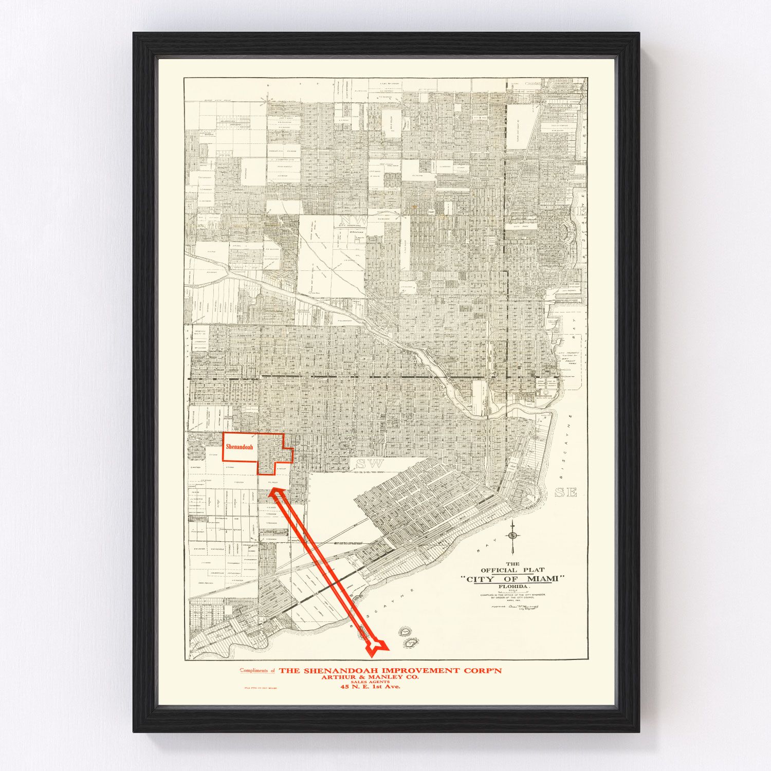 Vintage Map of Miami, Florida 1918