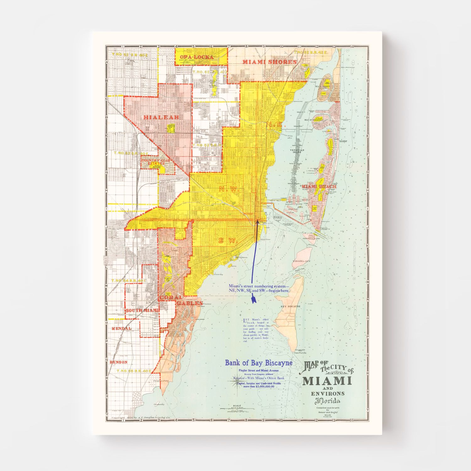 Vintage Map of Miami, Florida 1926