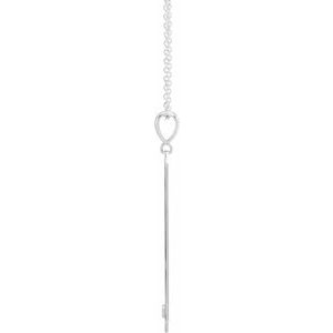14K White Gold .03 CTW Natural Diamond Engravable Bar 18" Necklace