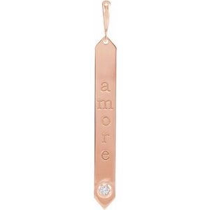 14K Rose Gold .03 CTW Natural Diamond Engravable Bar Pendant