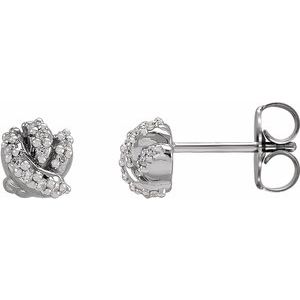 14K White Gold .07 CTW Natural Diamond Knot Earrings