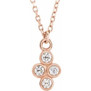 14K Rose Gold 1/8 CTW Natural Diamond Cluster 16-18" Necklace