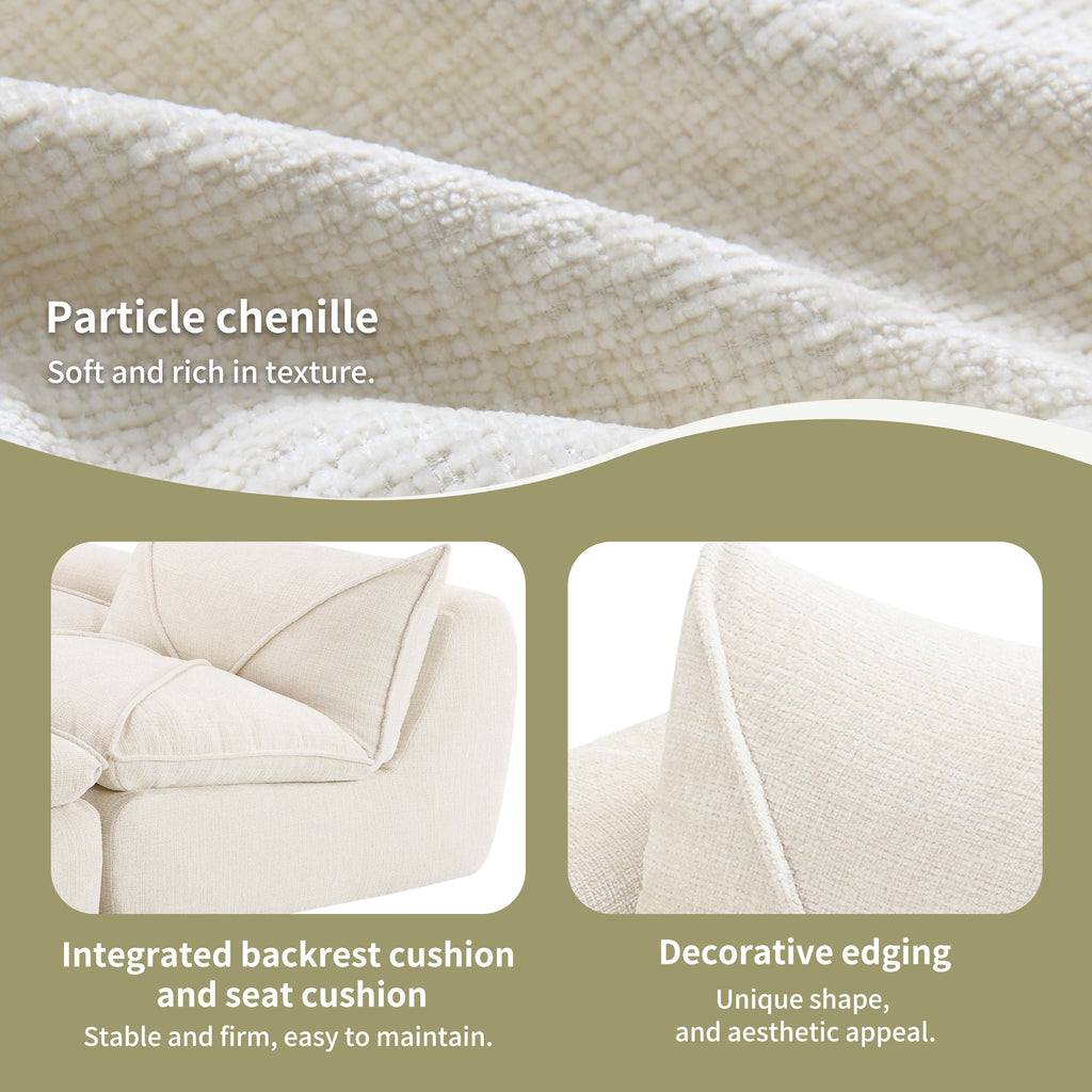 [VIDEO Provided] 116'' Fully Compressed Sofa with High Density Foam, No Assembly Required, Legless Design without Frame, Integrated Backrest and Seat Cushion, Free Combination, Particle Chenille