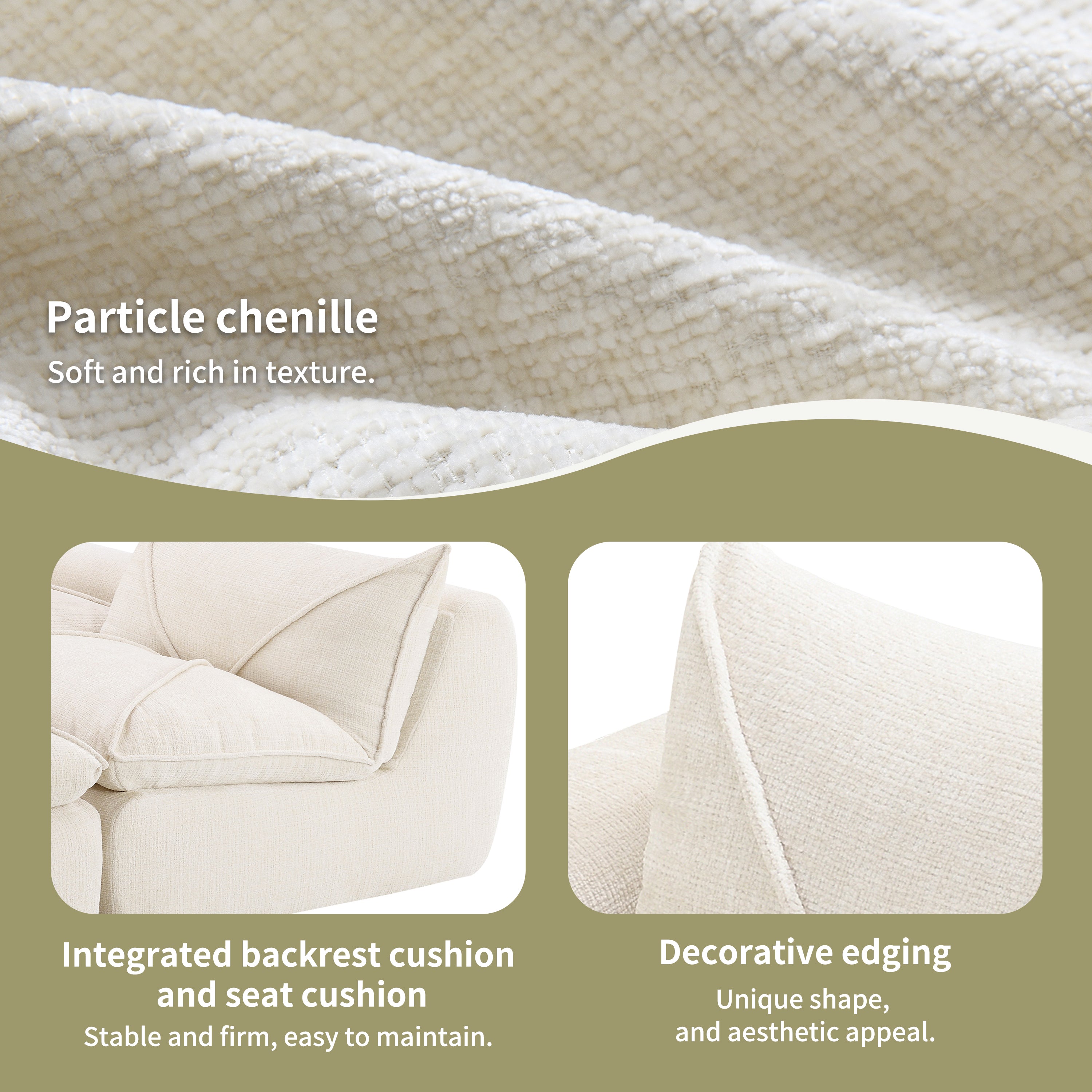 [VIDEO Provided] 116'' Fully Compressed Sofa with High Density Foam, No Assembly Required, Legless Design without Frame, Integrated Backrest and Seat Cushion, Free Combination, Particle Chenille