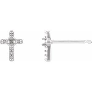 Sterling Silver 1.5 mm Round Accented Cross Earring Mounting