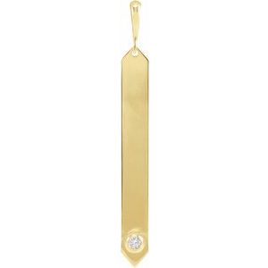14K Yellow Gold .03 CTW Natural Diamond Engravable Bar Pendant