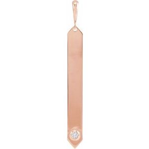 14K Rose Gold .03 CTW Natural Diamond Engravable Bar Pendant