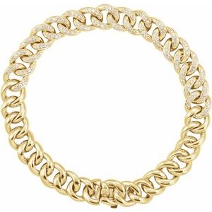 14K Yellow Gold 3/4 CTW Natural Diamond Curb 7" Bracelet