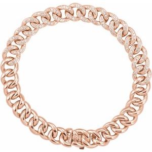 14K Rose Gold 3/4 CTW Natural Diamond Curb 7" Bracelet