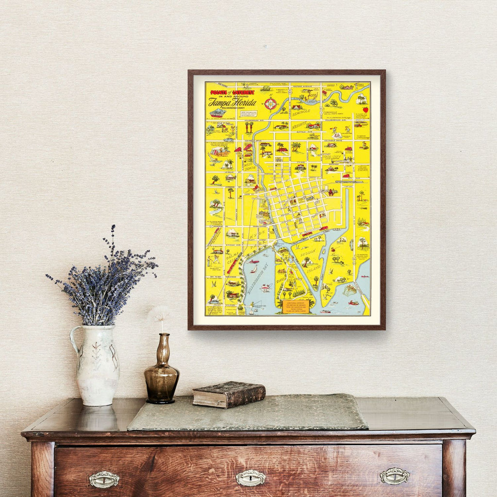 Vintage Map of Tampa, Florida 1950