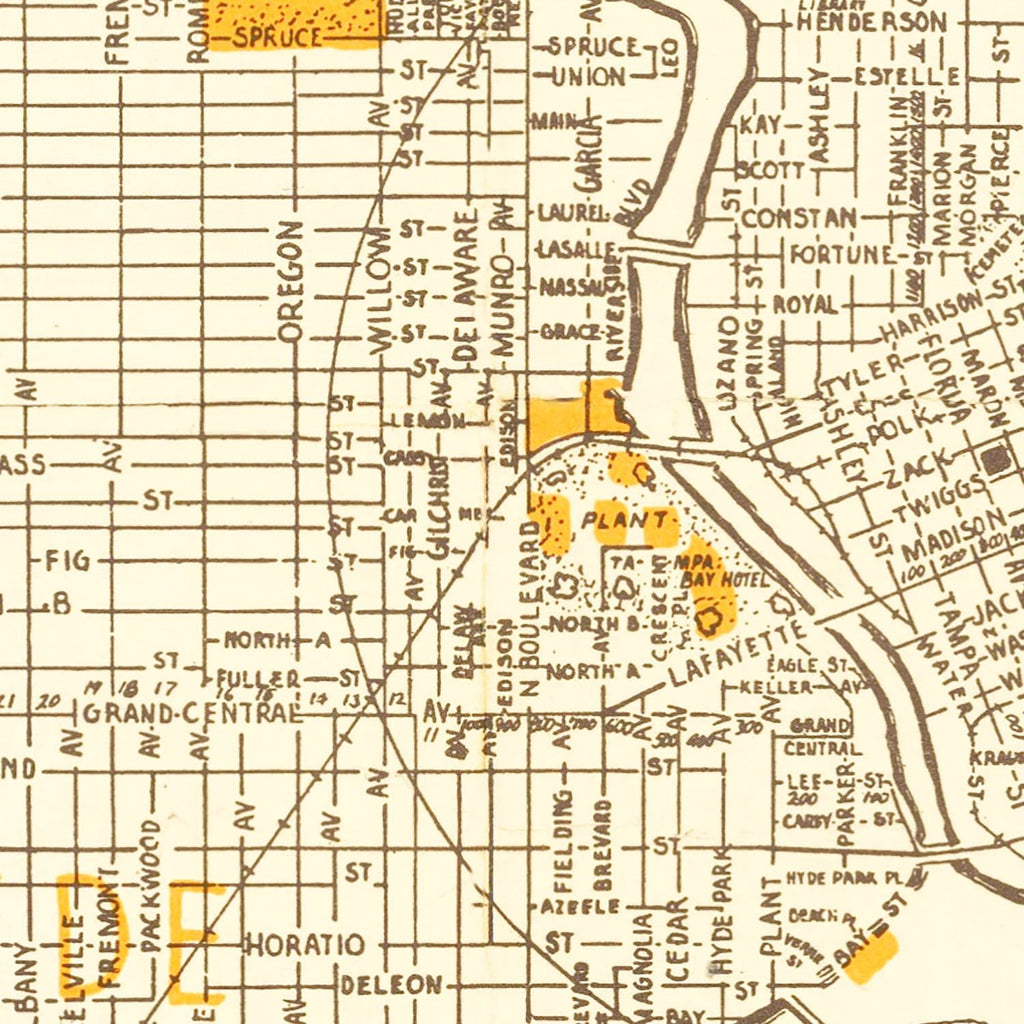 Vintage Map of Tampa, Florida 1947