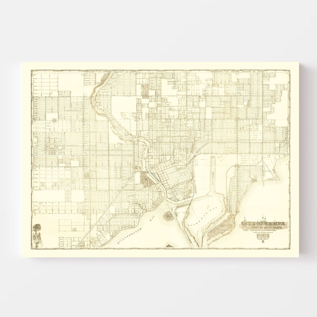 Vintage Map of Tampa, Florida 1913