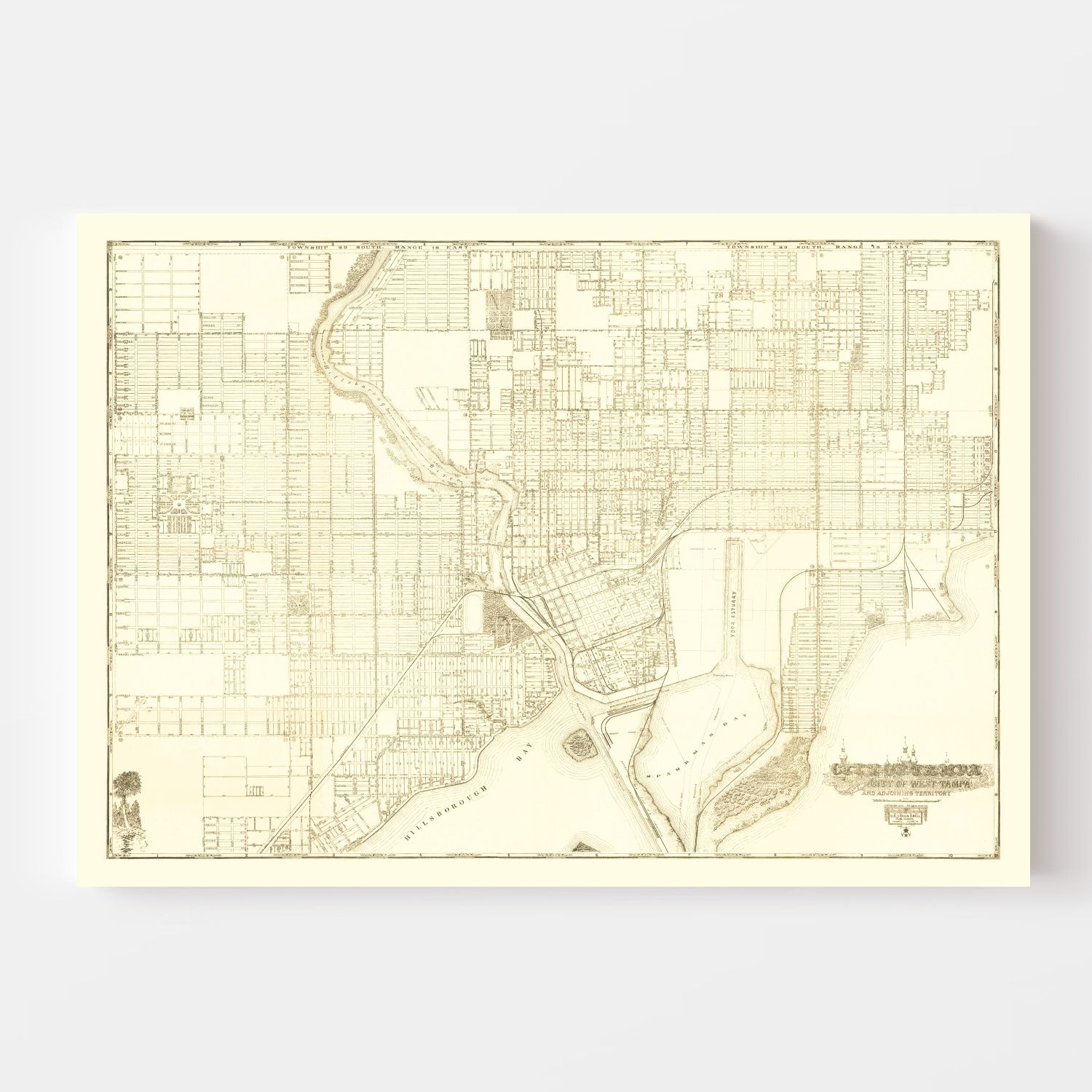Vintage Map of Tampa, Florida 1913