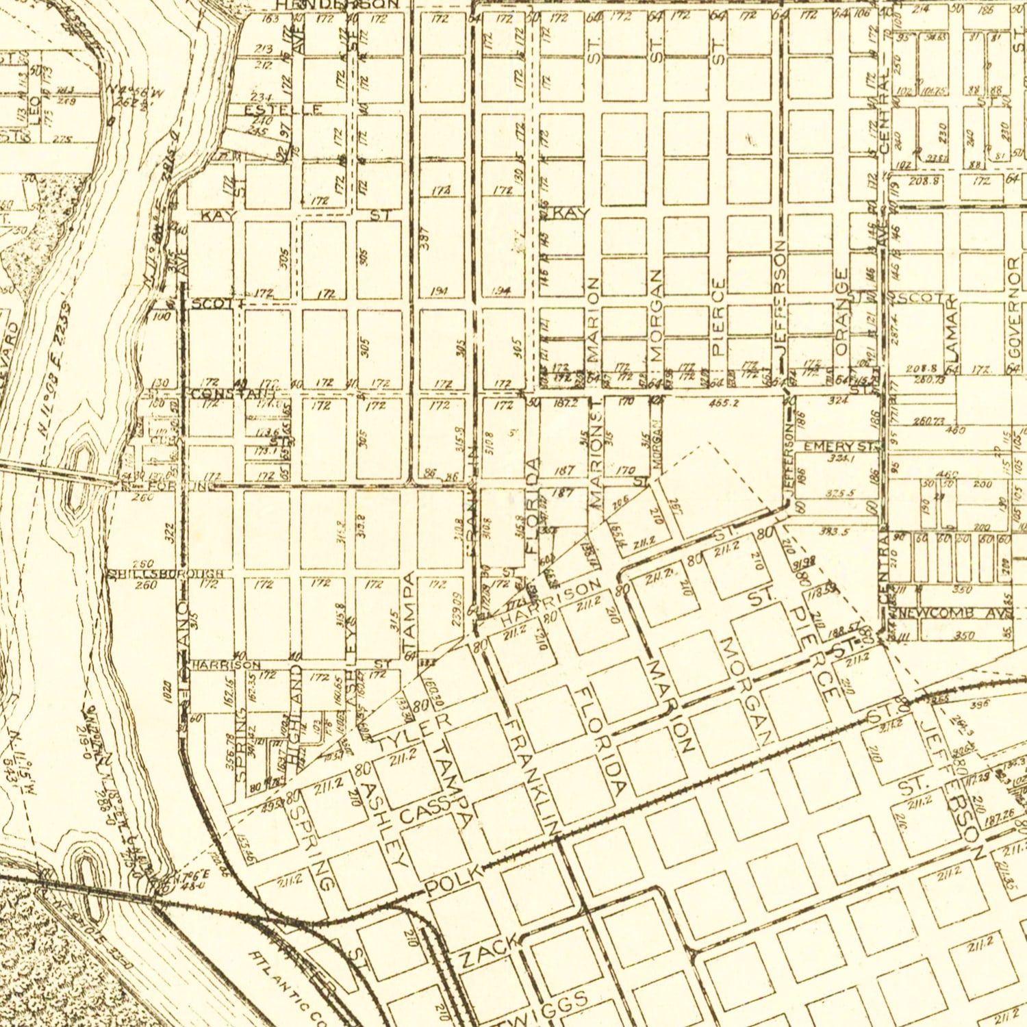 Vintage Map of Tampa, Florida 1913