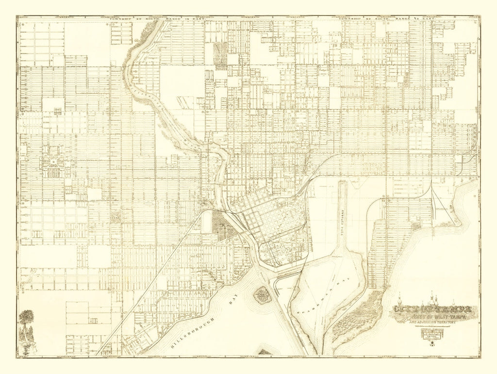 Vintage Map of Tampa, Florida 1913