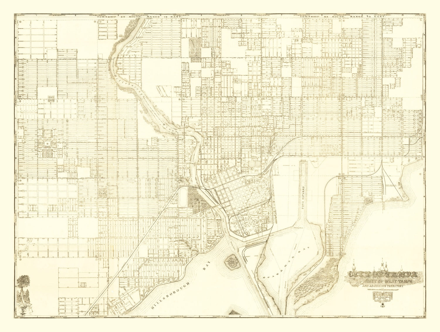 Vintage Map of Tampa, Florida 1913