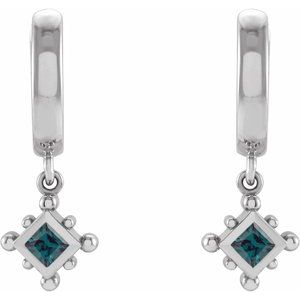 Beaded Bezel-Set Hoop Earrings