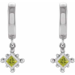 Sterling Silver Natural Peridot Beaded Bezel-Set Hoop Earrings – image 2