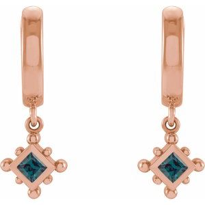 14K Rose Gold Lab-Grown Alexandrite Beaded Bezel-Set Hoop Earrings