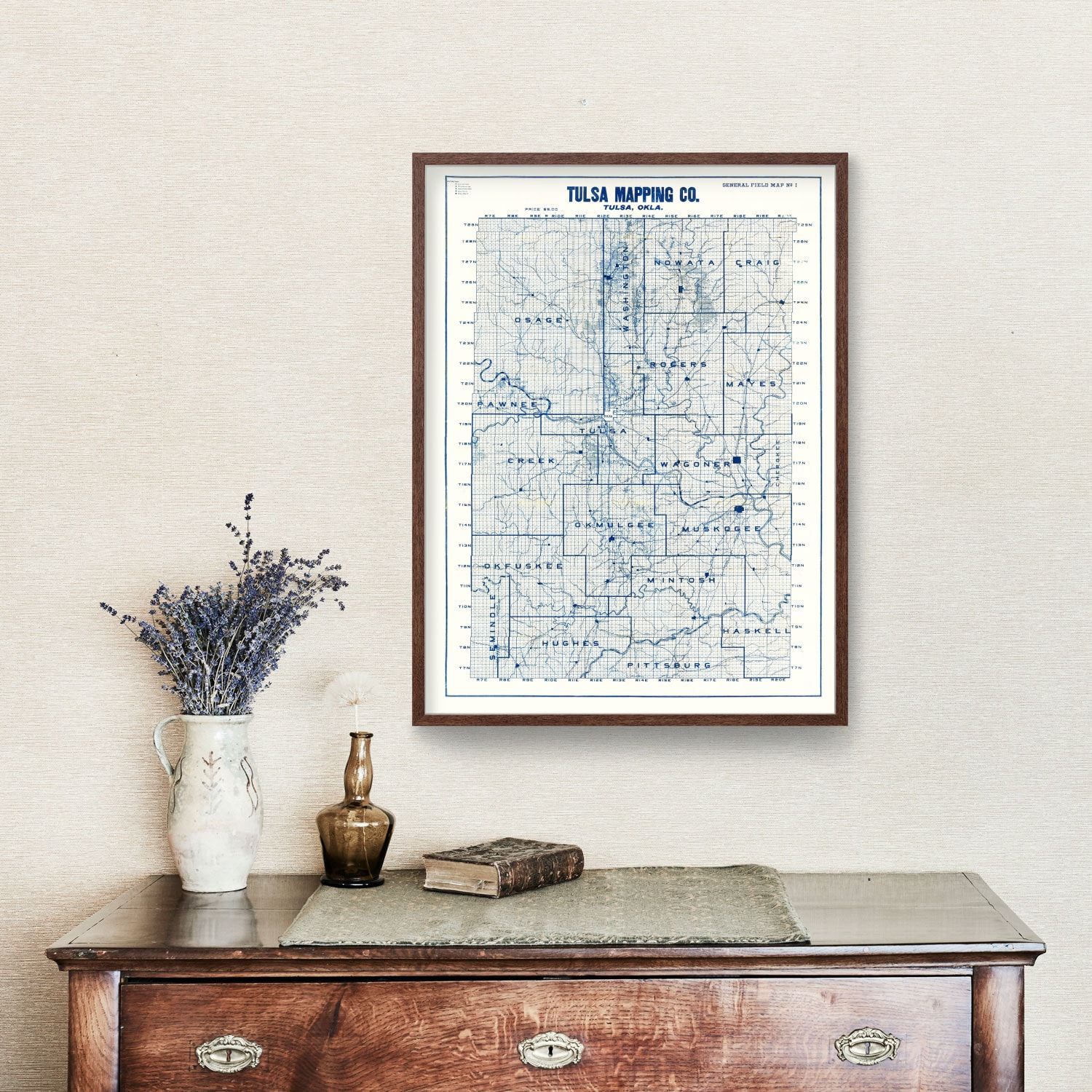 Vintage Map of Tulsa, Oklahoma 1913