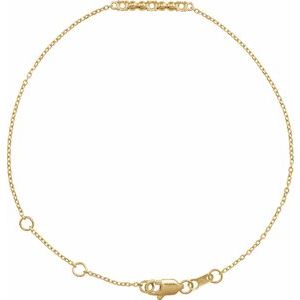 14K Yellow Gold 2 mm Round Beaded Bar 6 1/2-7 1/2" Bracelet Mounting