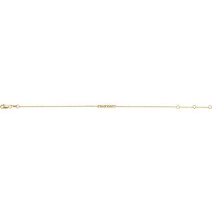 14K Yellow Gold 2 mm Round Beaded Bar 6 1/2-7 1/2" Bracelet Mounting – image 2