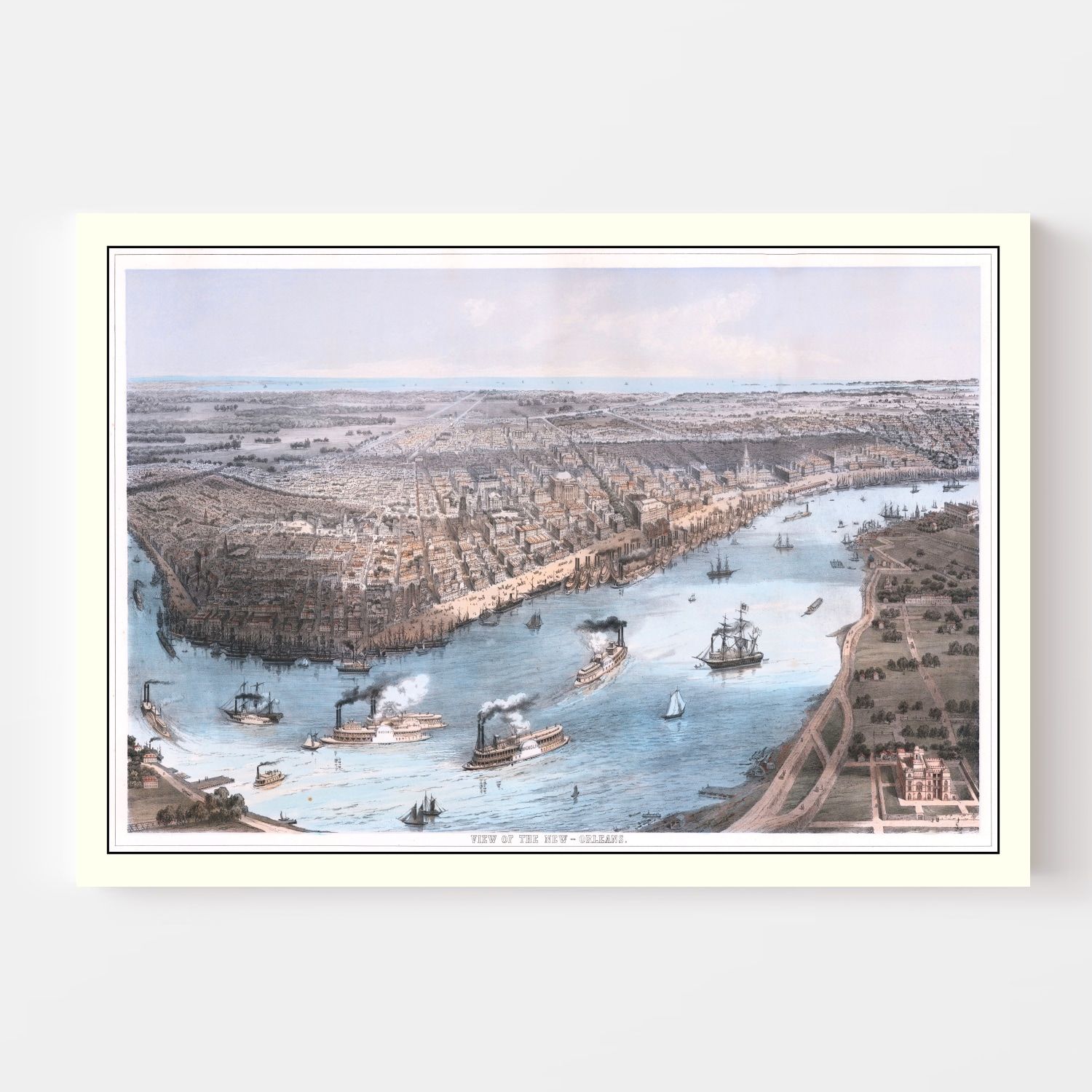 Vintage Map of New Orleans, Louisiana 1855