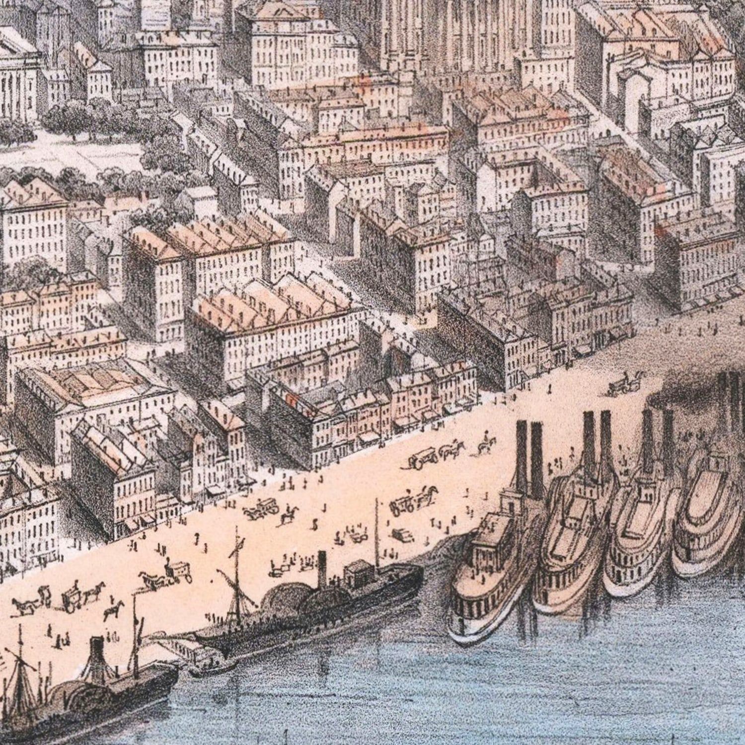 Vintage Map of New Orleans, Louisiana 1855