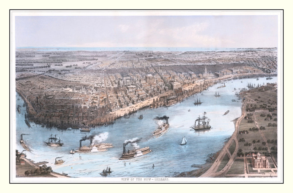 Vintage Map of New Orleans, Louisiana 1855