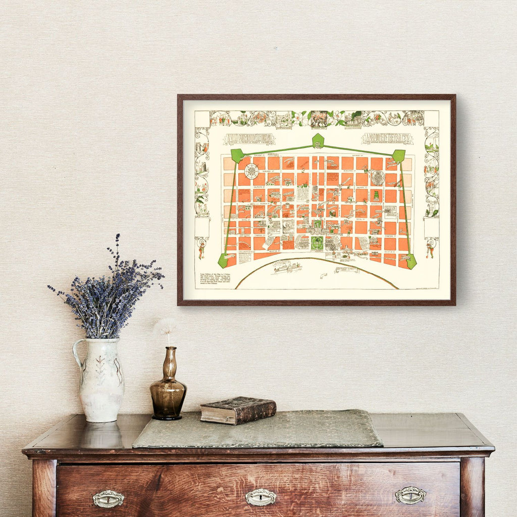 Vintage Map of New Orleans, Louisiana 1929