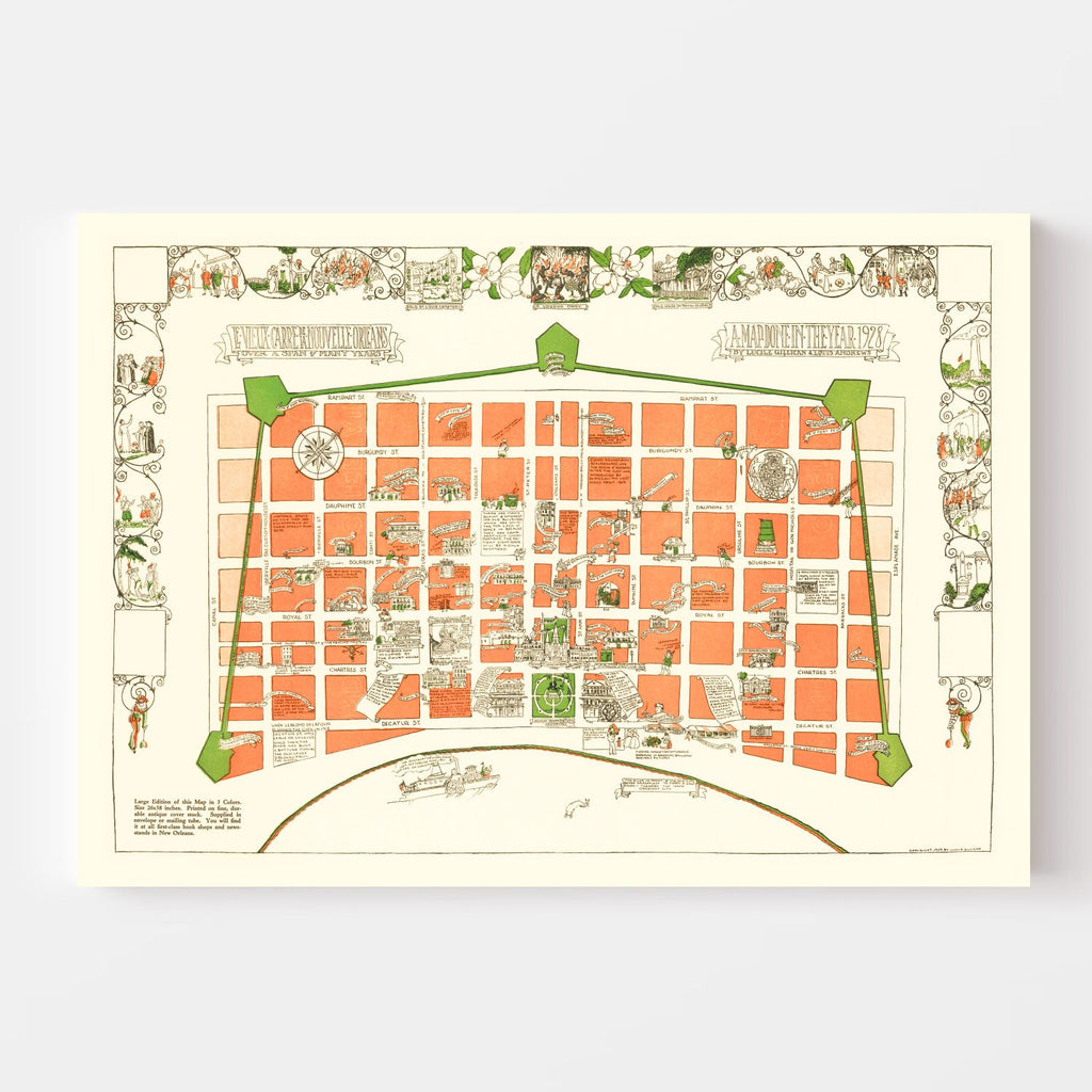 Vintage Map of New Orleans, Louisiana 1929