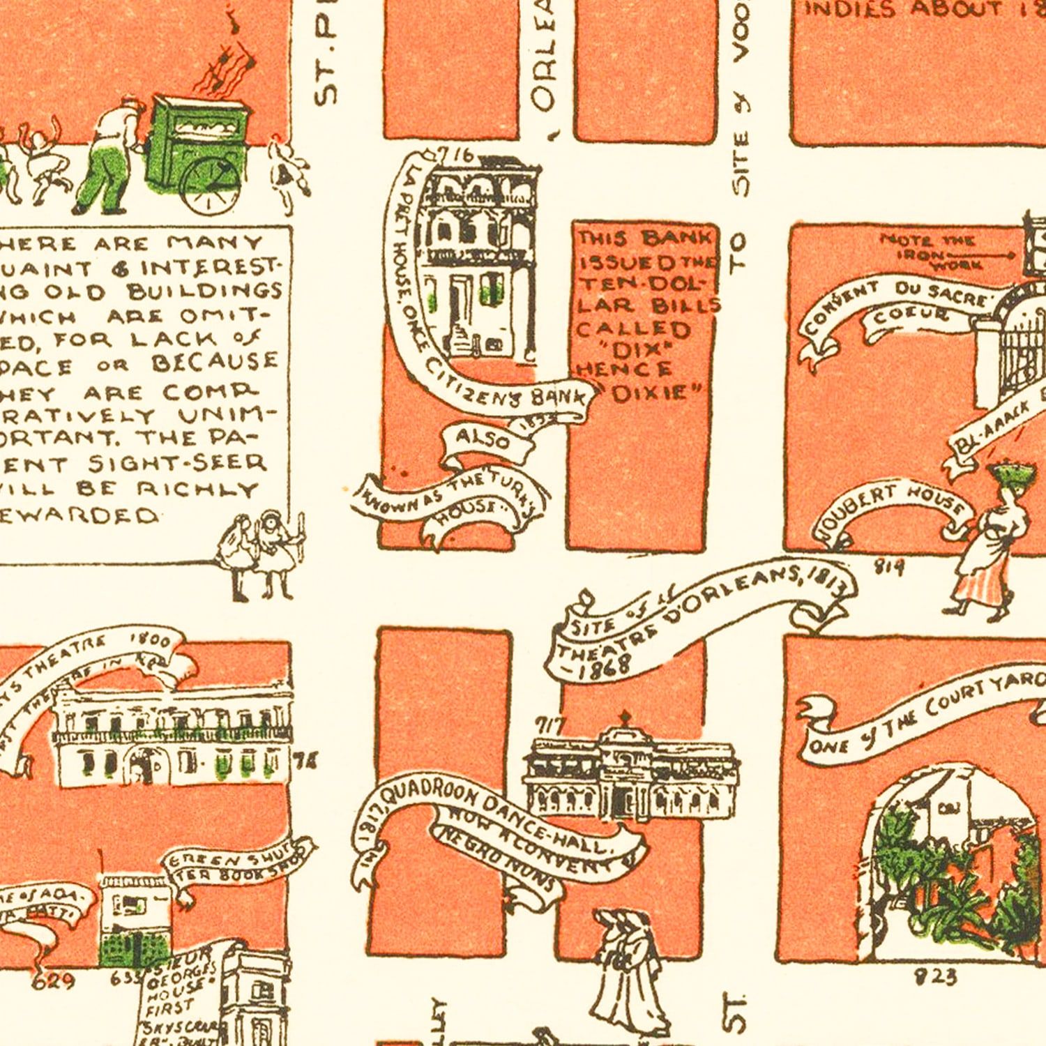 Vintage Map of New Orleans, Louisiana 1929