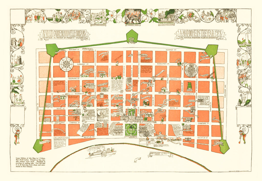 Vintage Map of New Orleans, Louisiana 1929
