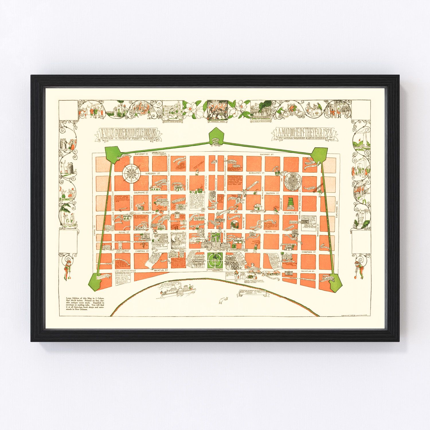 Vintage Map of New Orleans, Louisiana 1929