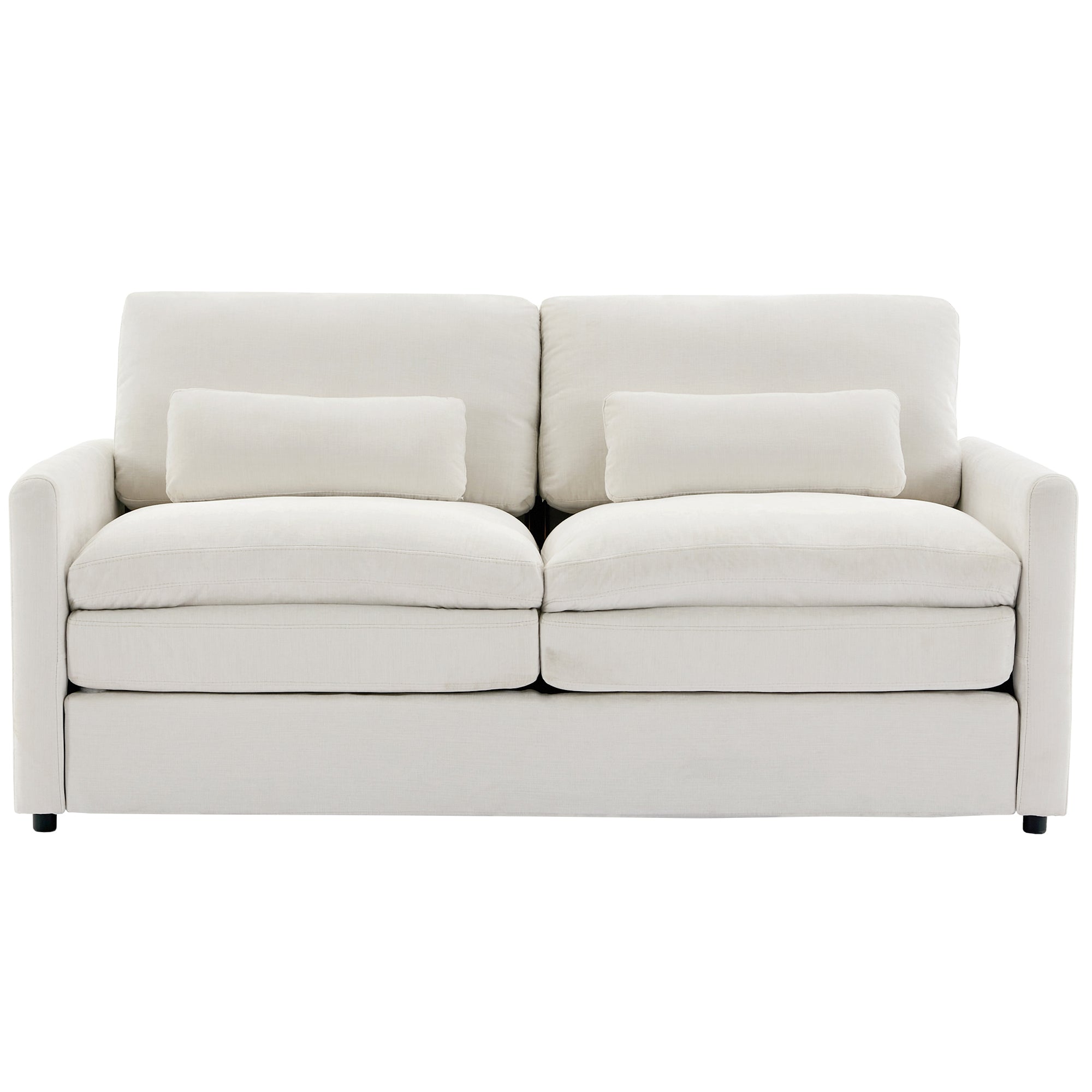 Cozy Upholstered Loveseat Sofa with Double Cushion Design in Beige Chenille, 68.1'