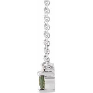 Platinum Natural Green Sapphire & .015 CT Natural Diamond 18" Necklace
