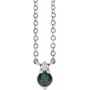 Sterling Silver Natural Green Sapphire & .015 CT Natural Diamond 18" Necklace
