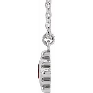 14K White Gold Natural Mozambique Garnet Bezel-Set Beaded 16-18" Necklace
