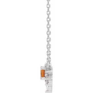 Platinum Natural Citrine & .08 CTW Natural Diamond 18" Necklace
