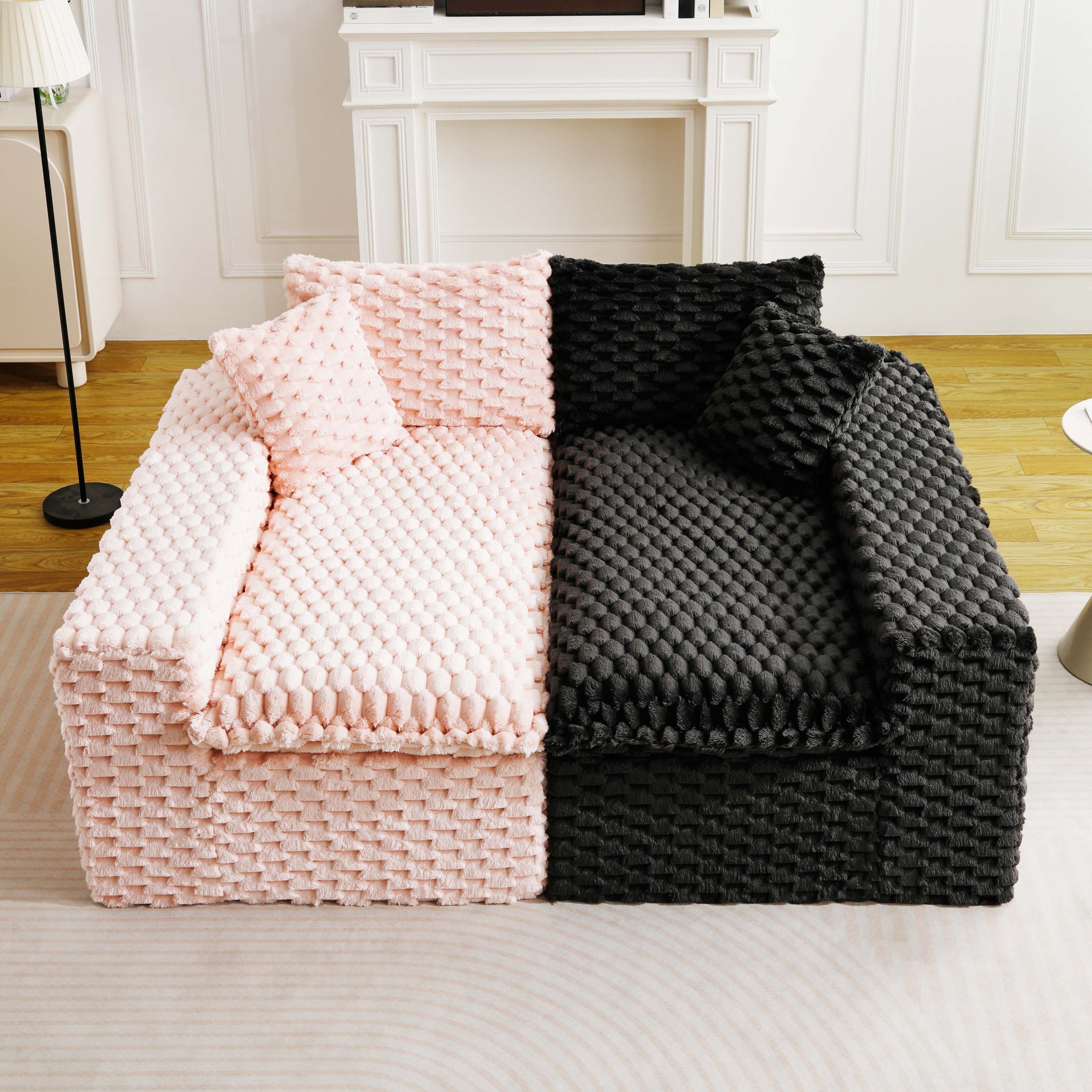 Luxury Color-Block Turtle Velvet Multifunctional Sofa - Arrangeable in Single Row, Side-by-Side or Facing Each Other, Stylish Living Room Furniture for Cozy Home Decor