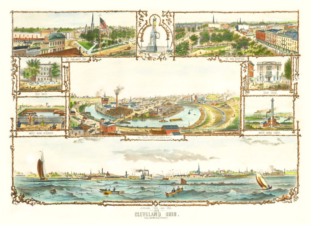 Vintage Map of Cleveland, Ohio 1873