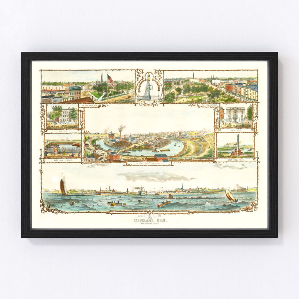 Vintage Map of Cleveland, Ohio 1873