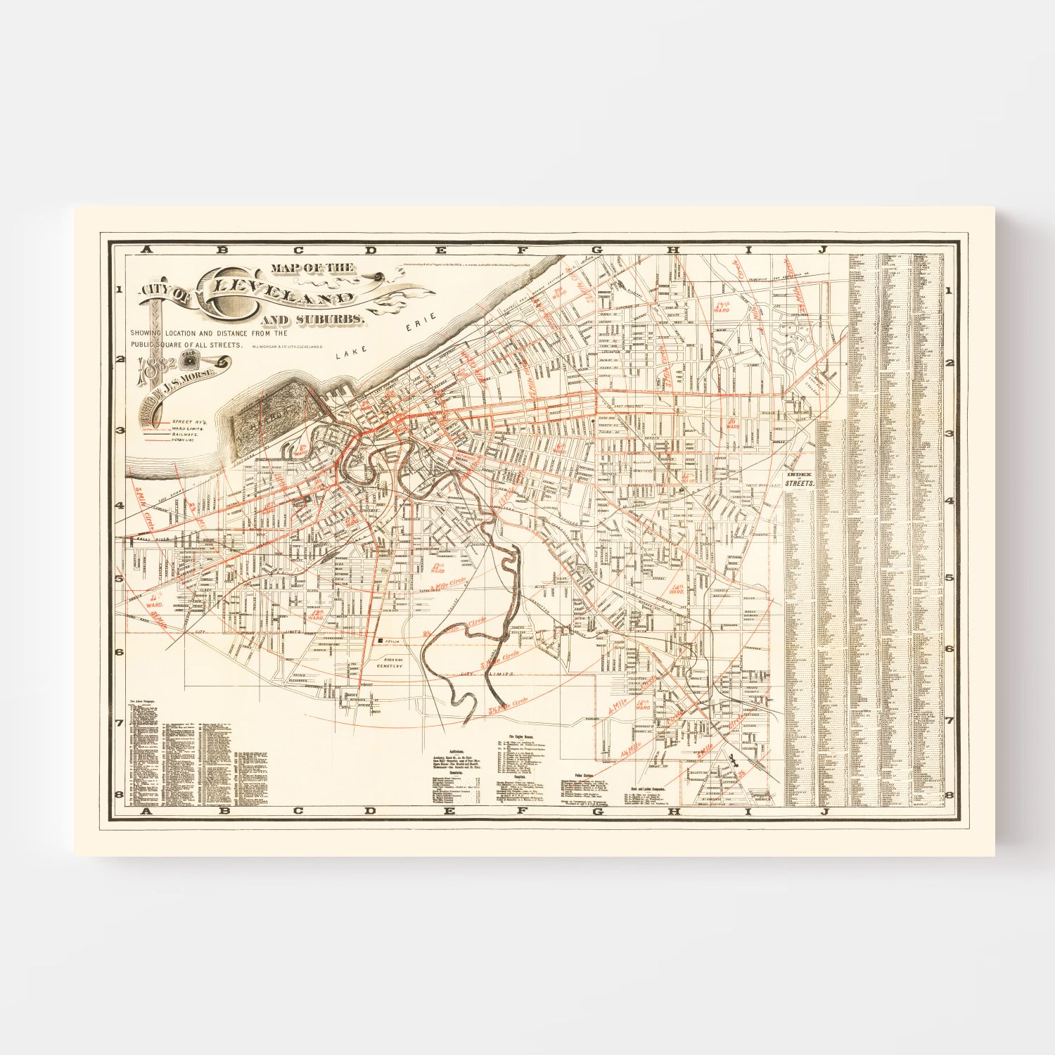 Vintage Map of Cleveland, Ohio 1882