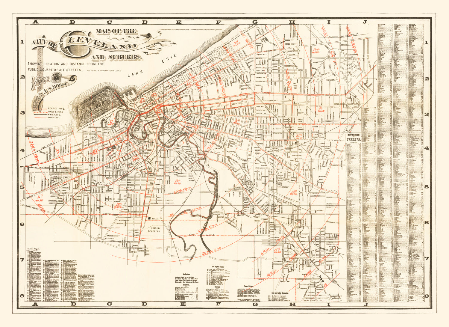 Vintage Map of Cleveland, Ohio 1882