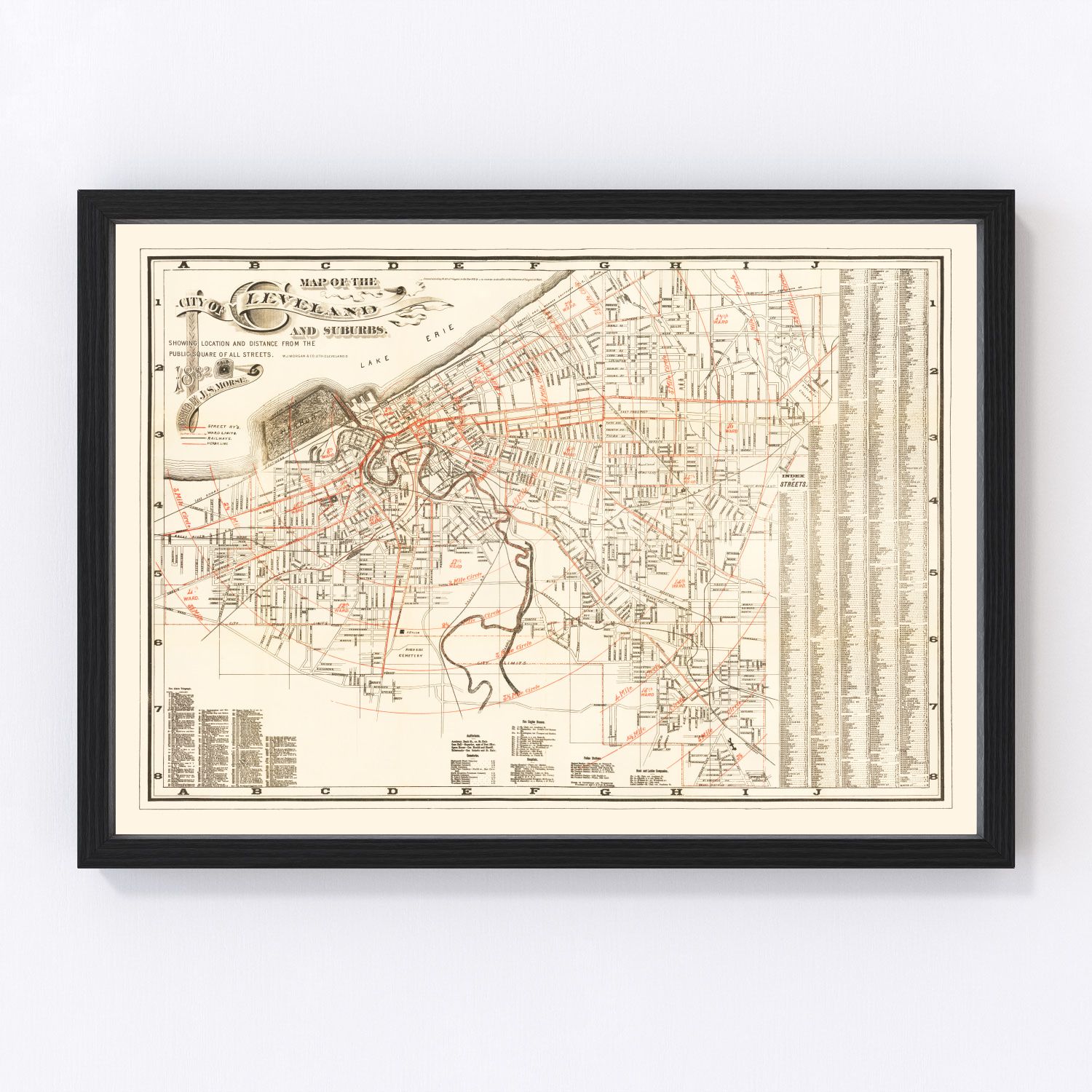 Vintage Map of Cleveland, Ohio 1882