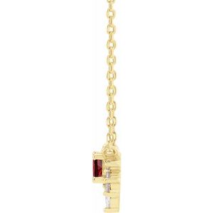 14K Yellow Natural Mozambique Garnet & .08 CTW Natural Diamond 18" Necklace