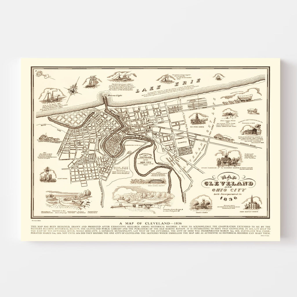 Vintage Map of Cleveland, Ohio 1937