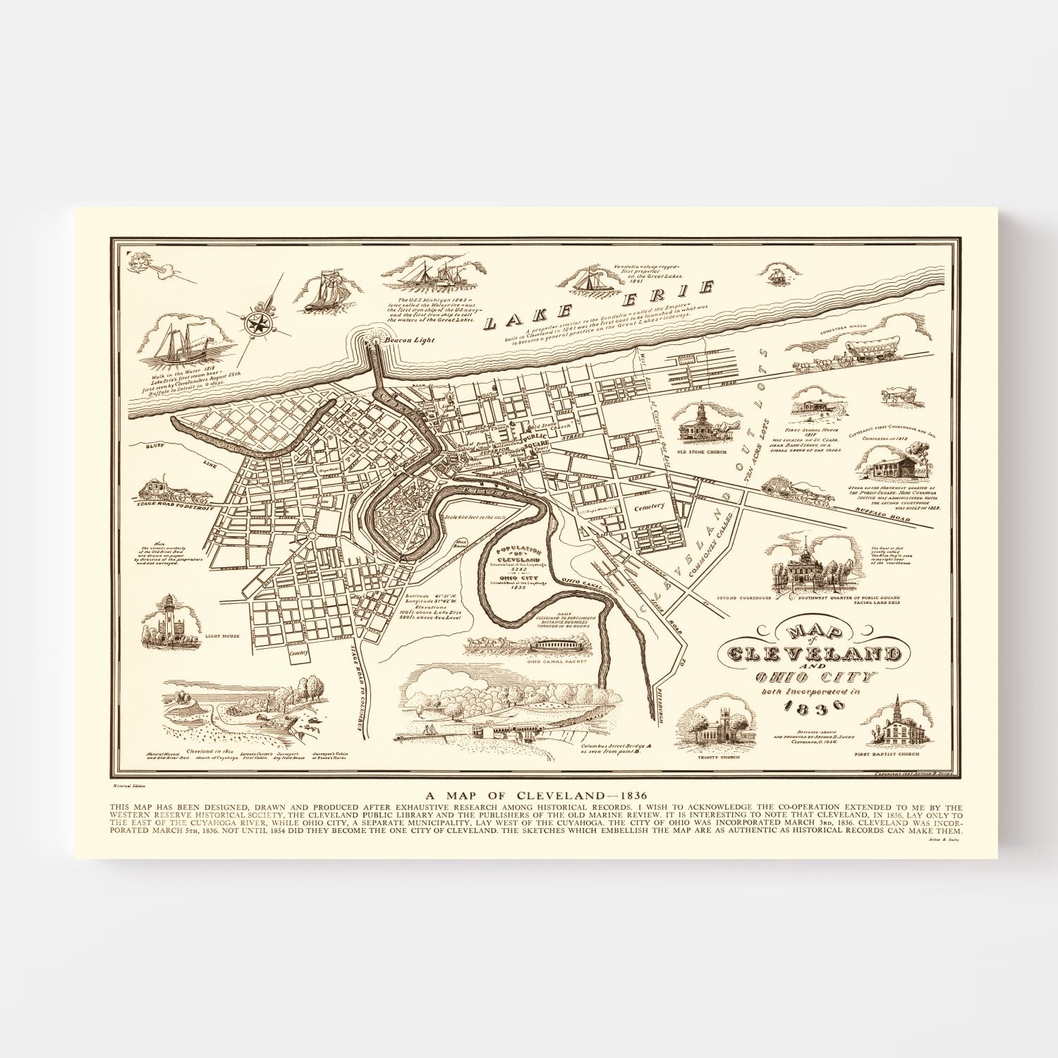 Vintage Map of Cleveland, Ohio 1937